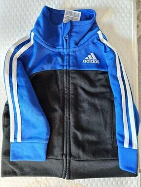 Adidas Blue and Black Kids Zip-Up Track Jacket SIze 6 months Windbreaker